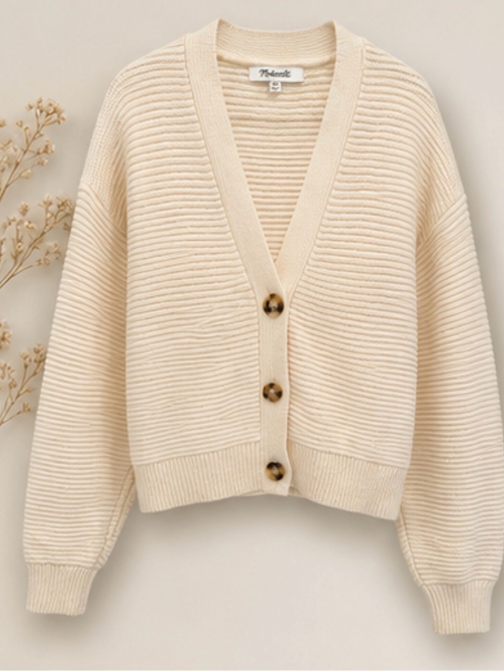 Madewell Ribbed Merino Wool Cardigan – Cream – XXS